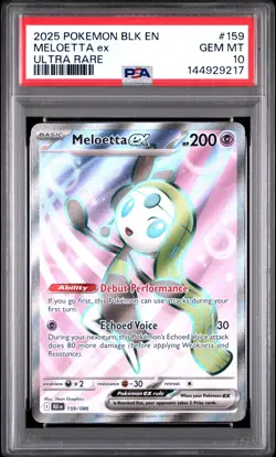2025 POKEMON BLK EN-BLACK BOLT ULTRA RARE #159 MELOETTA EX PSA 10 - Image 1