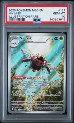 PSA 10 Ninjask 137/132 Pokemon Me01: Mega Evolutions Illustration Rare 2025 - Image 1
