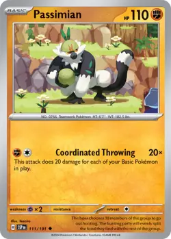 x4 Passimian - 111/191 - Uncommon - Reverse Holo Pokemon SV08 Surging Sparks M/N - Image 1