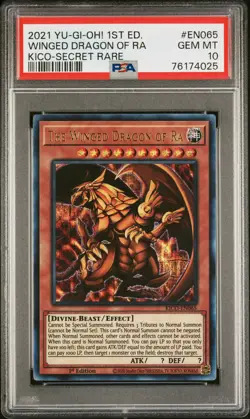 2021 YU-GI-OH! KING'S COURT 1ST ED-SECRET RARE THE WINGED DRAGON OF RA PSA 10 - Image 1