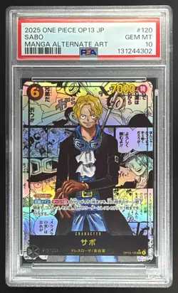 2025 ONE PIECE JPN OP13-120 CARRYING ON HIS WILL MANGA ALTERNATE ART SABO PSA 10 - Image 1