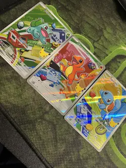 Pokemon First Partner Illustration Bulbasaur Charmander Squirtle Kanto Gen 1 Set - Image 1