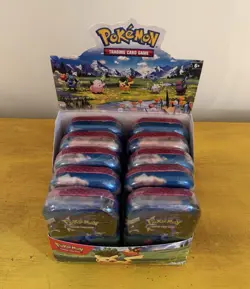 Pokemon TCG Ascended Heroes MINI TIN Open DISPLAY BOX (dmg), New/Sealed 10x Tins - Image 1