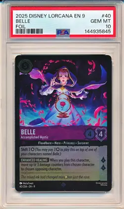 BELLE ACCOMPLISHED MYSTIC 2025 DISNEY LORCANA EN-9 FABLED RARE FOIL #40 PSA 10 - Image 1