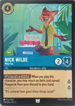 154/204 NICK WILDE WILY FOX FLOODBORN UNCOMMON DISNEY LORCANA CARD - Image 1
