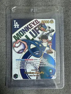 One Piece X Dodgers Collab Promo Card Monkey D. Luffy Sealed with Straw Hat - Image 2