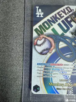 One Piece X Dodgers Collab Promo Card Monkey D. Luffy Sealed with Straw Hat - Image 3