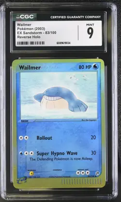 CGC 9 MINT Wailmer 2003 EX Sandstorm 83/100 Reverse Holo Pokemon Card - Image 1
