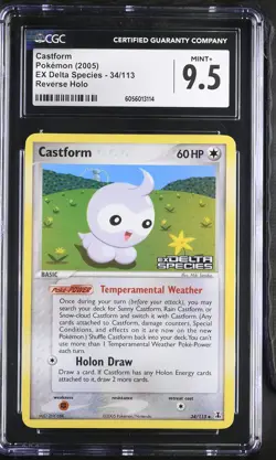 CGC 9.5 Castform EX Delta Species 34/113 Reverse Holo STAMPED Pokemon Card - Image 1