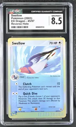 CGC 8.5 Swellow 2003 EX Dragon 45/97 Reverse Holo Pokemon Card - Image 1