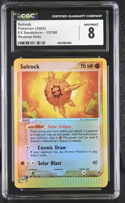 CGC 8 Solrock 2003 EX Sandstorm 13/100 Reverse Holo Pokemon Card - Image 1