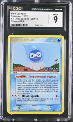 CGC 9 Rain Castform EX Delta Species 26/113 Reverse Holo Stamped Pokemon Card - Image 1
