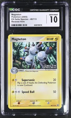 CGC 10 GEM MINT Magneton 2005 EX Delta Species 48/113 Reverse Holo Pokemon Card - Image 1