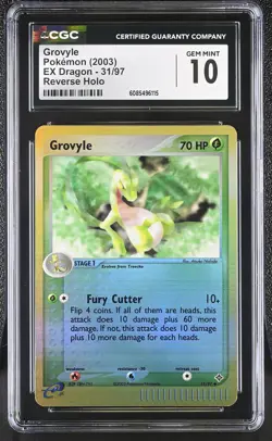 CGC 10 GEM MINT Grovyle 2003 EX Dragon 31/97 Reverse Holo Pokemon Card - Image 1