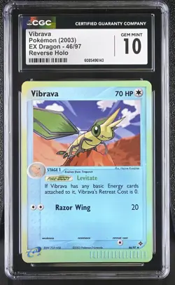 CGC 10 GEM MINT Vibrava 2003 EX Dragon 46/97 Reverse Holo Pokemon Card - Image 1