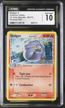 CGC 10 Shelgon 2005 EX Delta Species 53/113 Reverse Holo STAMPED Pokemon Card - Image 1