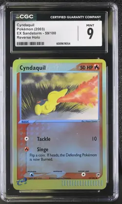 CGC 9 MINT Cyndaquil 2003 EX Sandstorm 59/100 Reverse Holo Pokemon Card - Image 1