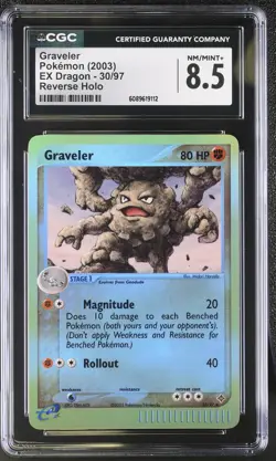 CGC 8.5 Graveler 2003 EX Dragon 30/97 Reverse Holo Pokemon Card - Image 1