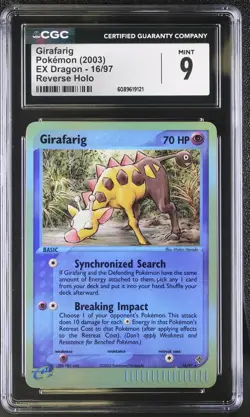 CGC 9 MINT Girafarig 2003 EX Dragon 16/97 Reverse Holo Pokemon Card - Image 1