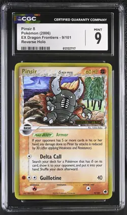 CGC 9 Pinsir 2006 EX Dragon Frontiers 9/101 Reverse Holo STAMPED Pokemon Card - Image 1
