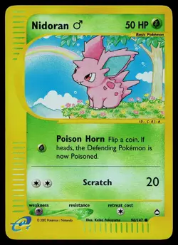 Pokemon Card - Nidoran M Aquapolis 96/147 Common Reverse Holo - Image 1