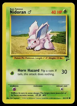 Pokemon Card Base Set 2 Nidoran M 83/130 Common - Image 1