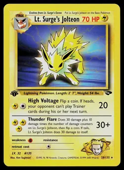 Pokemon Card - Lt. Surge's Jolteon Gym Challenge 28/132 Rare 1st Edition - Image 1