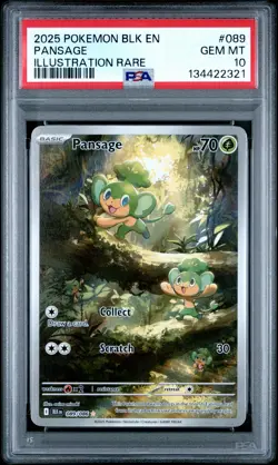 2025 POKEMON BLK EN-BLACK BOLT ILLUSTRATION RARE #089 PANSAGE PSA 10 - Image 1
