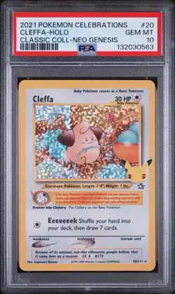 Cleffa 2021 Pokemon Celebrations #20 Neo Genesis Classic Collection Holo PSA 10 - Image 1