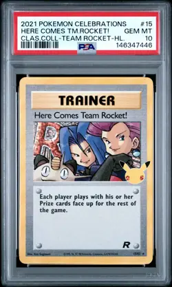 2021 Pokemon Celebrations Classic Team Rocket Here Comes Team Rocket Holo PSA 10 - Image 1