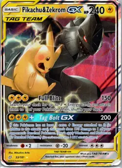Pokemon TCG Pikachu Zekrom GX 33/181 Team Up Holo D - Image 1