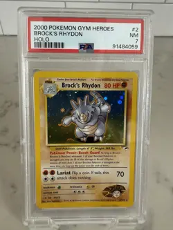 Brock’s Rhydon #2 Holo PSA 7 NM 2000 Pokemon Gym Heroes - Image 1