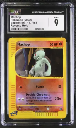 CGC 9 MINT Machop 2002 Expedition 117/165 Reverse Holo Pokemon Card - Image 1