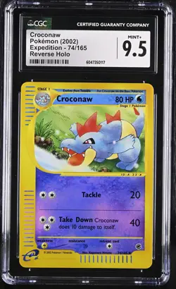 CGC 9.5 MINT+ Croconaw 2002 Expedition 74/165 Reverse Holo Pokemon Card - Image 1