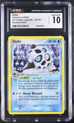 CGC 10 GEM MINT Glalie 2004 EX Hidden Legends 34/101 Reverse Holo Pokemon Card - Image 1