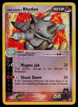 Pokemon Team Magma's Rhydon Team Magma vs Team Aqua 11/95 Rare Reverse Holo - Image 1