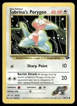Pokemon Tcg Sabrina's Porygon #98 Pokemon Gym Challenge NM - Image 1
