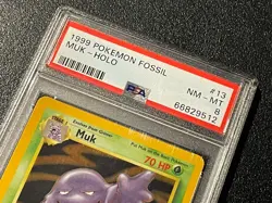Pokemon TCG Muk Fossil 13 Holo Unlimited Holo Rare PSA 8 - Image 2