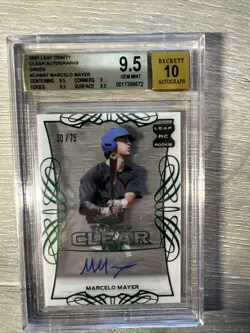 2021 Leaf Trinity - Clear Autographs Marcelo Mayer #CA-MM7 Green /75 (AU, RC) - Image 1