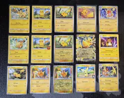 15 x Pikachu, Raichu, Pichu Pokemon Card Lot - Image 1