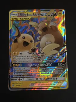 Pokemon GX Unified Minds Alolan Raichu Card 54/236 Ultra Rare SM Holo NM - Image 1