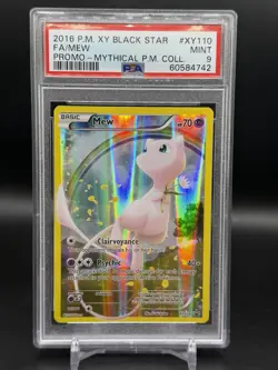PSA 9 Mew Full Art Holo XY110 Black Star Promo 2016 Pokemon English Mint - Image 1