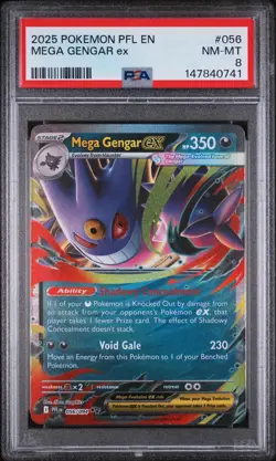 2025 POKEMON PFL EN-PHANTASMAL FLAMES - MEGA GENGAR EX 056 - PSA 8 - Image 2