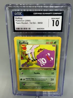 Koffing Pokemon TCG Team Rocket 1st Edition CGC 10 58/82 Common Regular English - Image 1