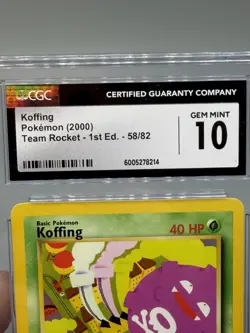Koffing Pokemon TCG Team Rocket 1st Edition CGC 10 58/82 Common Regular English - Image 3