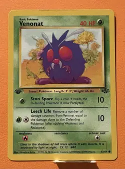 Pokemon TCG Venonat Jungle 63/64 Regular 1st Edition Common MP - Image 1