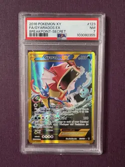 2016 Pokemon XY FA/Gyarados EX Breakpoint Secret Rare PSA #123 NM 7 - Image 1