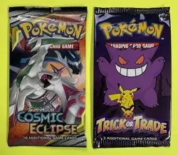 Pokemon TCG: Cosmic Eclipse Booster Pack - Factory Sealed + Trick or Trade Pack - Image 1