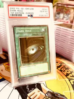 PSA 10 Yugioh! Dark Hole LOB-E041 1st Edition Europe Extremely Rare - Low Pop!! - Image 1