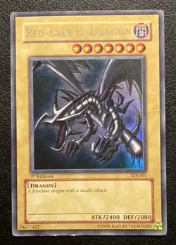 Yugioh Red-Eyes Black Dragon SDJ-001 1st Edition Holo Rare Yu-Gi-Oh! HP - Image 1